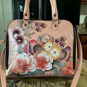Anuschka hand painted 100% top grain leather satchel.